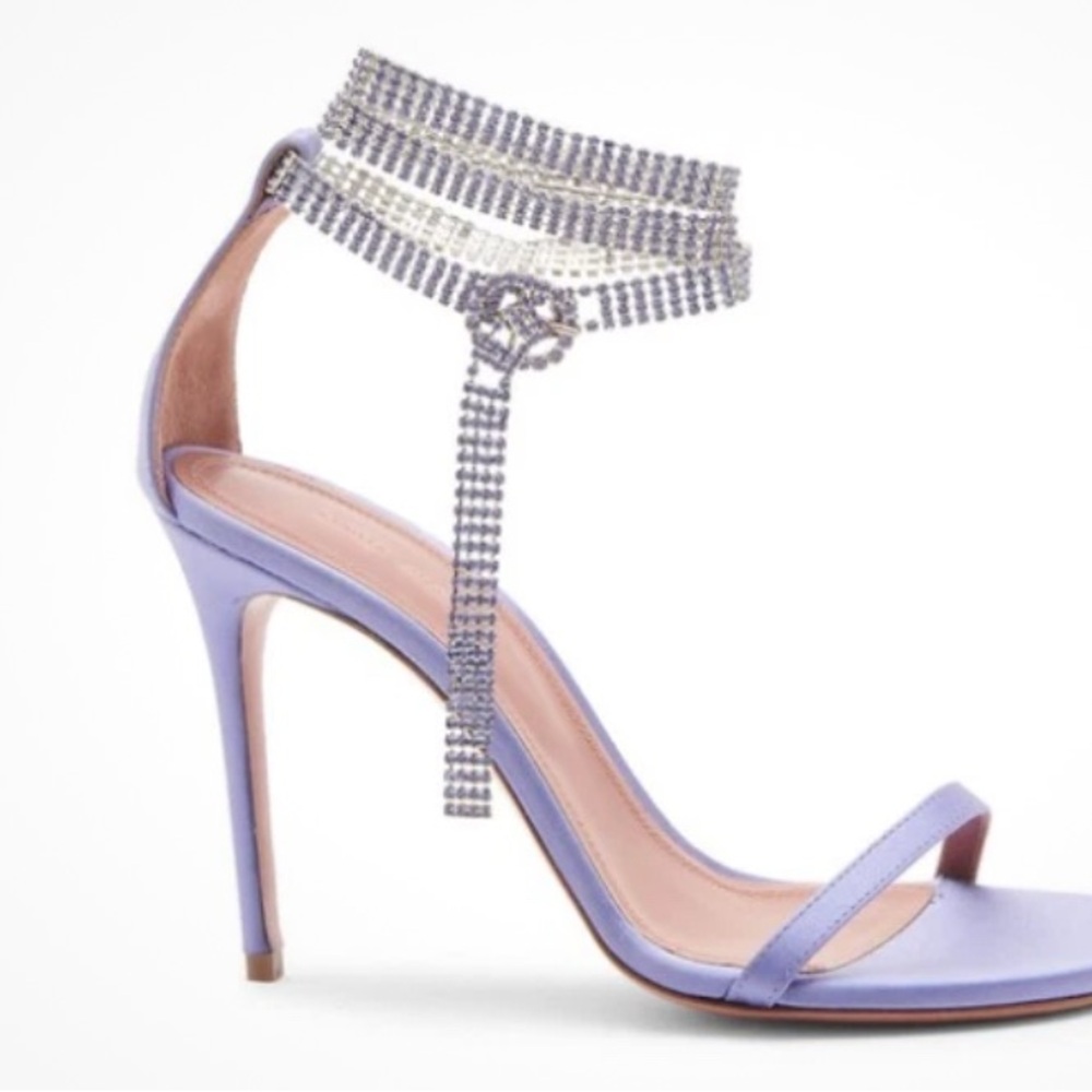 AMINA MUADDI Giorgia Crystal-Embellished Satin Sandals 38/US 8 - Picture 2 of 11